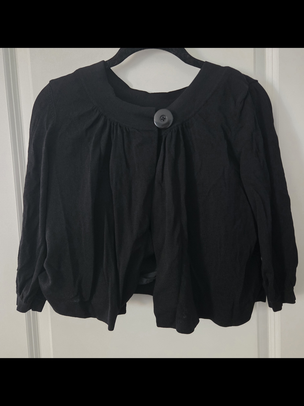 Ann Taylor Black Cropped Single-Button Cardigan